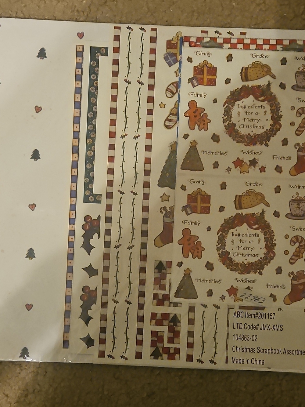 Christmas Scrapbook Sticker Sheet - Festive Multi-Color